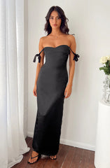 Sheridan Black Satin Maxi Dress