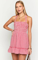 Oppolo Red Gingham Mini Dress