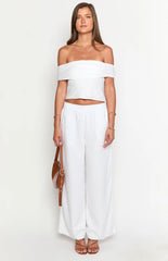 Moana White Linen Blend Pants