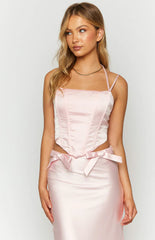 Azriel Pink Satin Corset Top