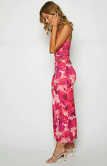 When in Rome Pink Print Mesh Maxi Skirt