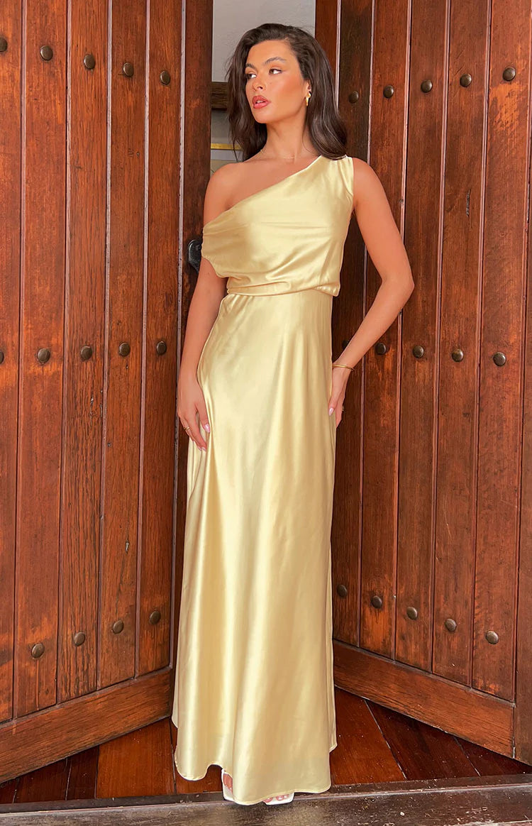 Sunshine Elegance Yellow Formal Maxi Dress