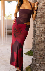 Lucinda Purple Floral Cut Out Maxi Dress