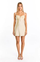 Kate Yellow Satin Party Mini Dress