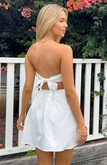 Cora White Tie Back Mini Dress
