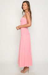 Clare Pink Ruched Maxi Dress