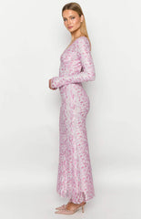 Zach Pink Long Sleeve Maxi Dress