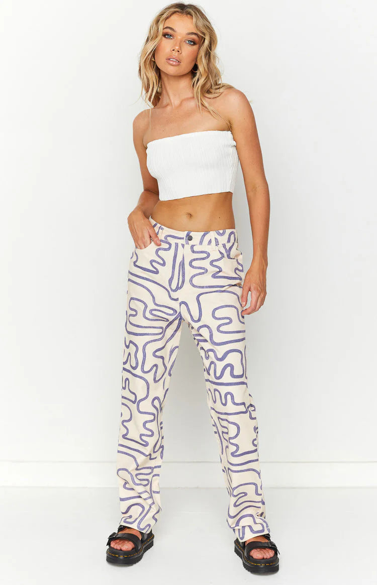 Lester Cream Printed Pants