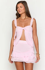 Caspian Pink Chiffon Mini Skirt