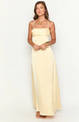 Blaise Yellow Satin Maxi Dress