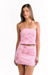 Eivissa Light Pink Beaded Mini Skirt