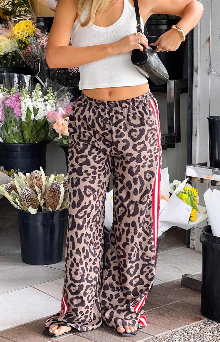 Sharly Leopard Red Racer Stripe Pants