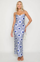 Renesmee Navy Tile Print Maxi Dress