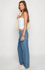 Clara Star Mid Wash Denim Low Rise Jeans