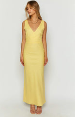 Resorts Yellow Linen Blend Maxi Dress
