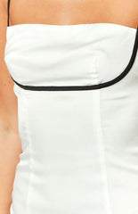 Tamra White Contrast Satin Mini Dress